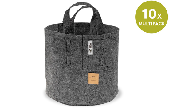 Multipack Root Pouch Grey fabric pot 50x40cm 78L with handles 10 units